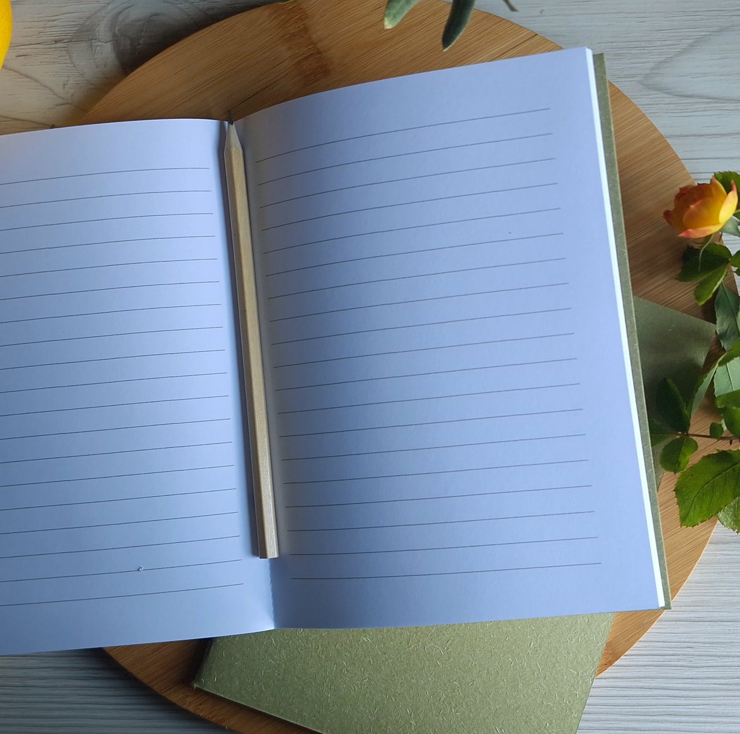 Rainforest Moss Green Notebook with Recycled Cover and Stitched Spine - A5 A6 A7