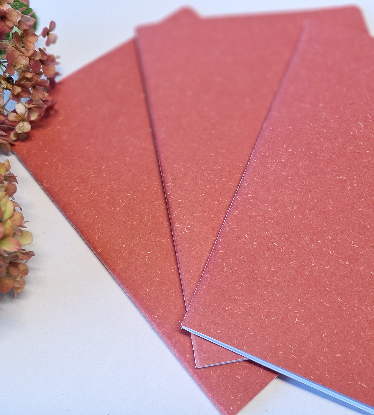 Brick Red Coloured Notebook with Recycled Cover and Stitched Spine - A5 A6 A7