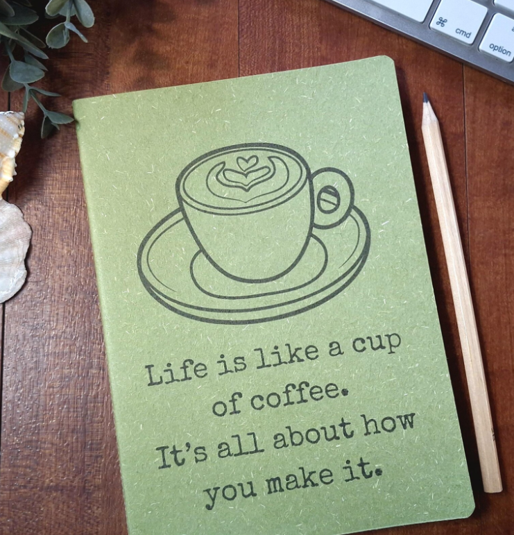 Teacher Gift - Handmade A5 Notebook with recycled, textured cover