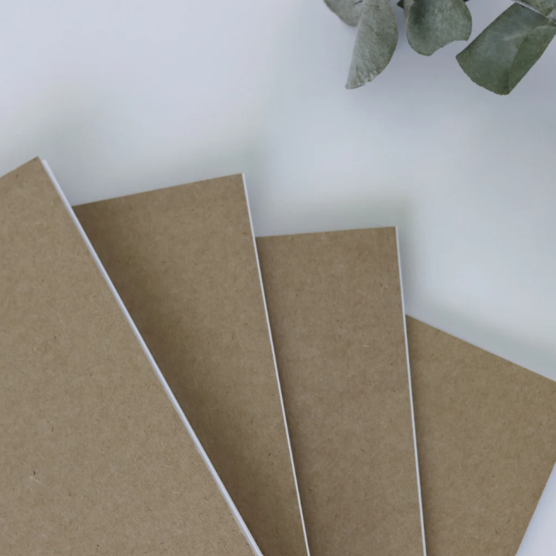 Kraft card handmade notebooks that can be personlised for business or events.  Promotional product idea.