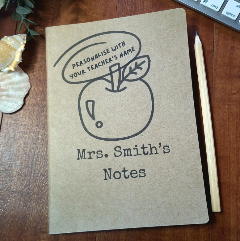 Teacher Gift - Handmade A5 Notebook with recycled, textured cover