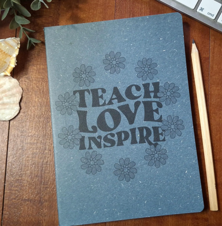 Teacher Gift - Handmade A5 Notebook with recycled, textured cover