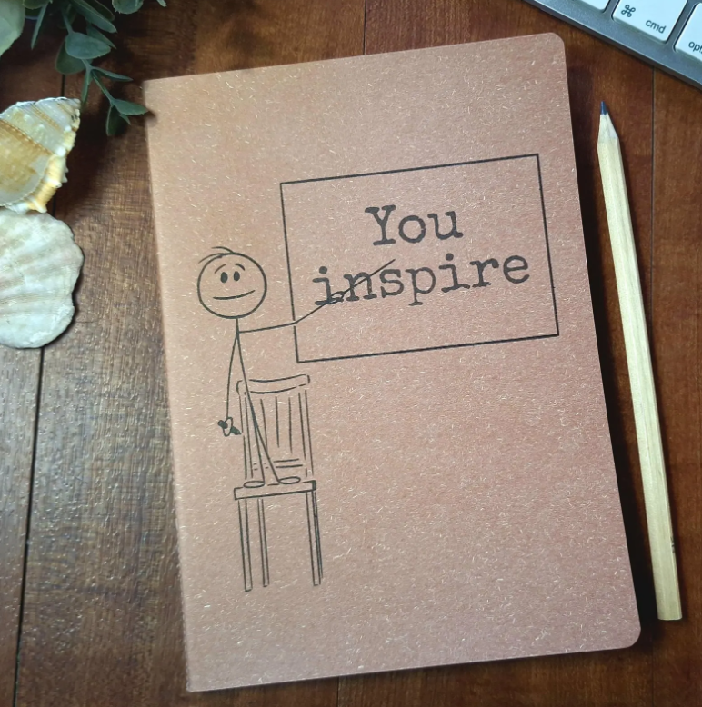 Teacher Gift - Handmade A5 Notebook with recycled, textured cover