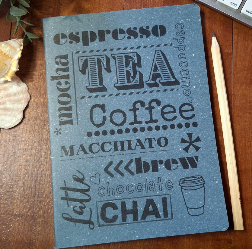 Coffee Lovers Gift. A5 Handmade Notebook Journal with recycled, textured covers.