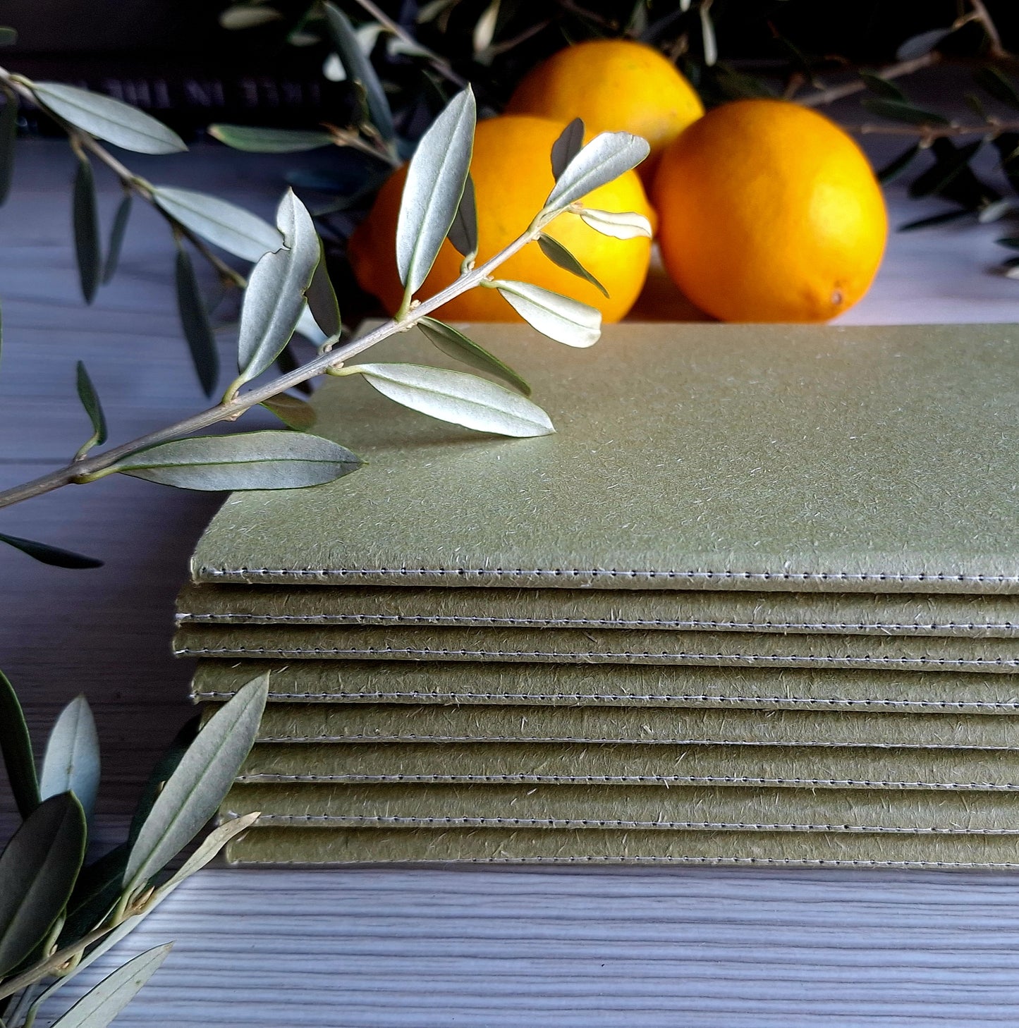 Rainforest Moss Green Notebook with Recycled Cover and Stitched Spine - A5 A6 A7