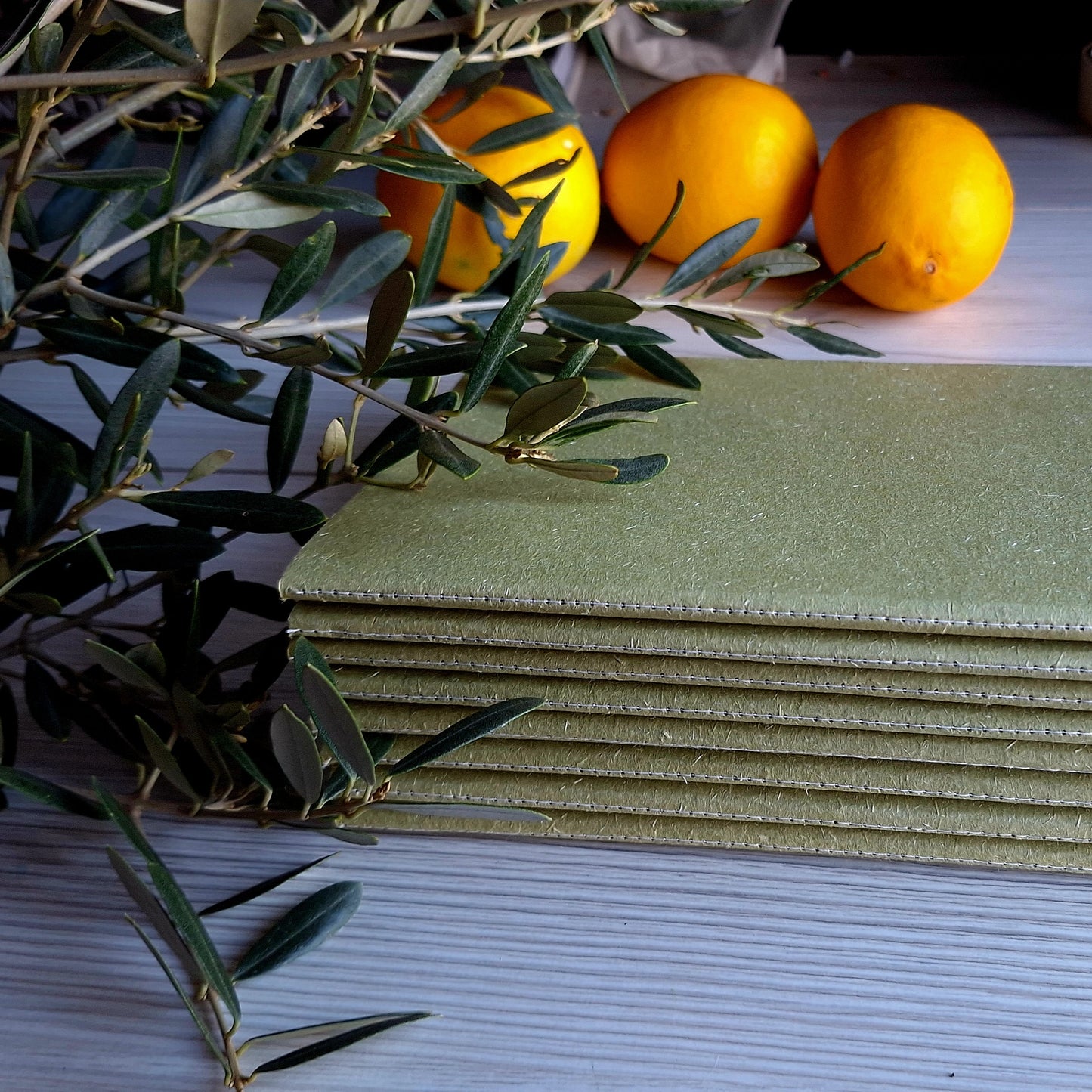 Rainforest Moss Green Notebook with Recycled Cover and Stitched Spine - A5 A6 A7