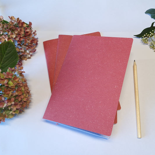 Brick Red Coloured Notebook with Recycled Cover and Stitched Spine - A5 A6 A7