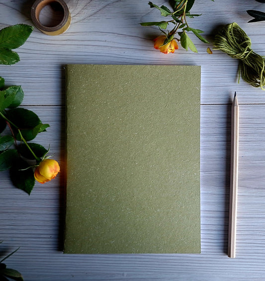 Rainforest Moss Green Notebook with Recycled Cover and Stitched Spine - A5 A6 A7
