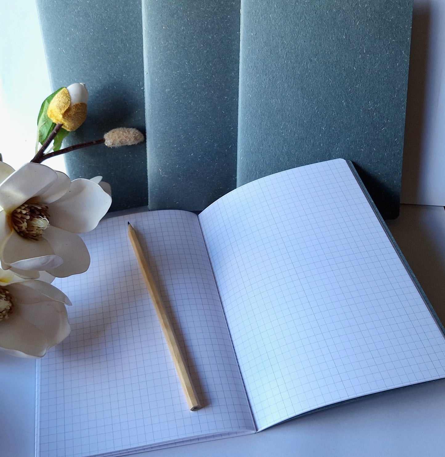 Smoky Blue Notebook with recycled cover and stitched spine - A5 A6 A7