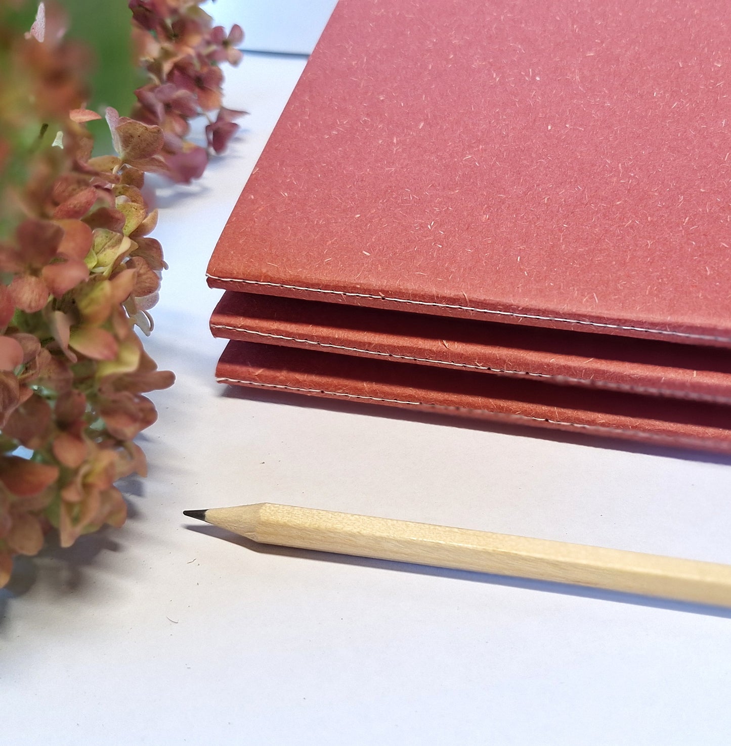 Brick Red Coloured Notebook with Recycled Cover and Stitched Spine - A5 A6 A7