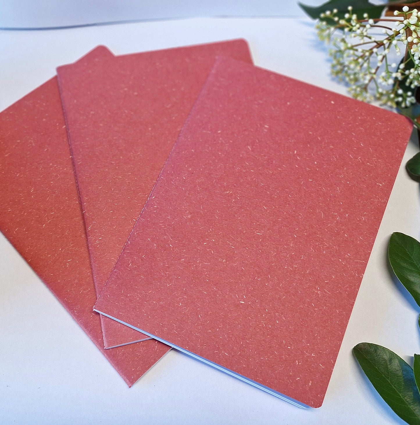 Brick Red Coloured Notebook with Recycled Cover and Stitched Spine - A5 A6 A7