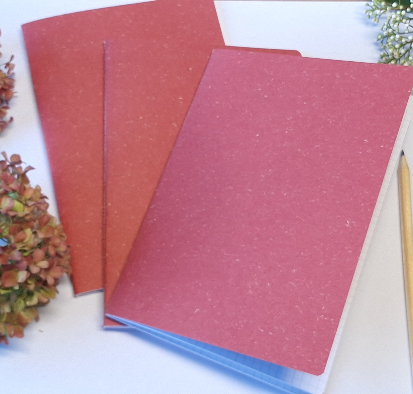 Brick Red Coloured Notebook with Recycled Cover and Stitched Spine - A5 A6 A7
