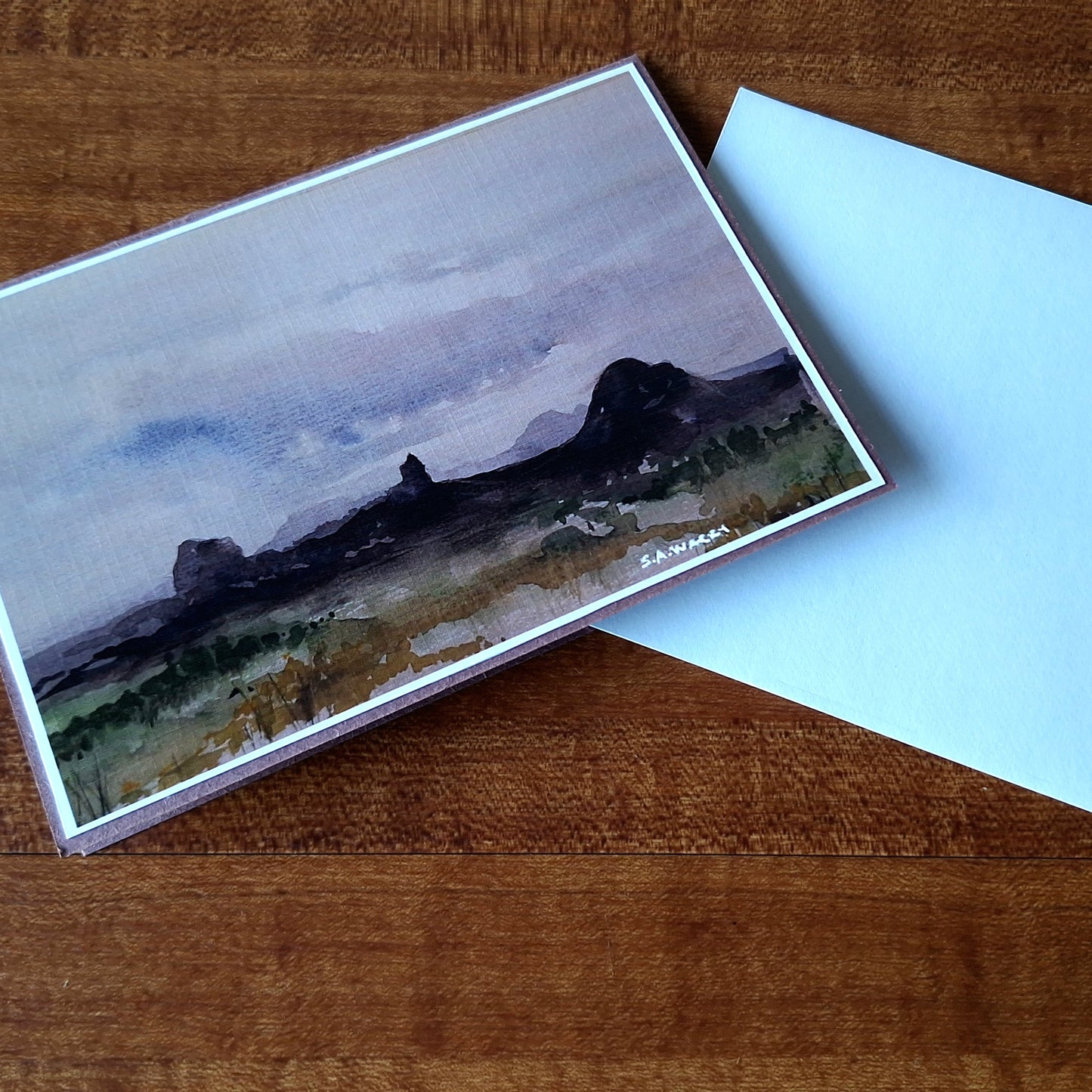 Greeting Card - Glasshouse Mountains - Moody Weather